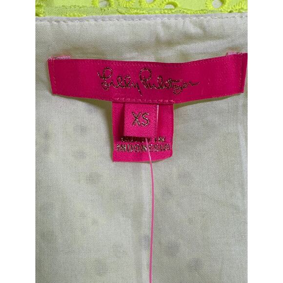 Lilly Pulitzer Top Womens XS Lina Sleeveless Eyelet‎ Prickly Pear Yellow Preppy - Picture 6 of 11